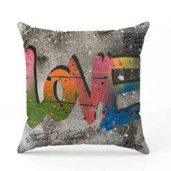 Coupon 45x45 cm motif street kulture love multicolore fond gris - Création Alex Z