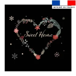 Coupon 45x45 cm motif sweet home coeur noir