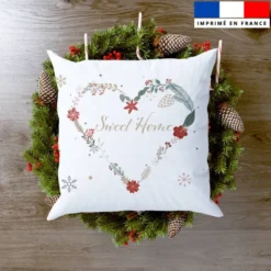 Coupon 45x45 cm motif sweet home coeur blanc