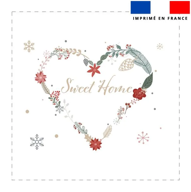 Coupon 45x45 cm motif sweet home coeur blanc