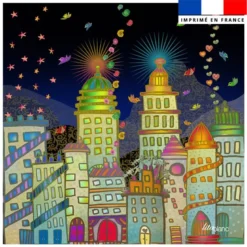 Coupon 45x45 cm motif ville - Création Lita Blanc
