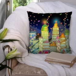 Coupon 45x45 cm motif ville - Création Lita Blanc