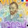 Coupon 45x45 cm motif Vince jaune et violet - Création Alex Z