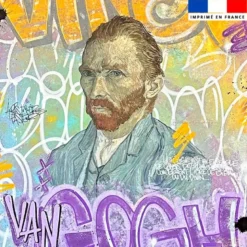 Coupon 45x45 cm motif Vince jaune et violet - Création Alex Z