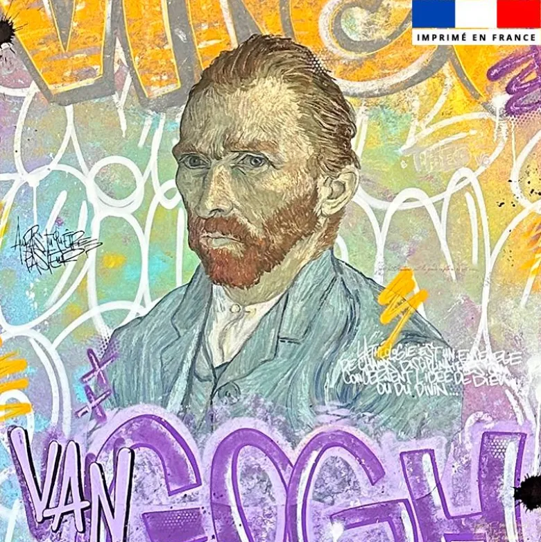 Coupon 45x45 cm motif Vince jaune et violet - Création Alex Z