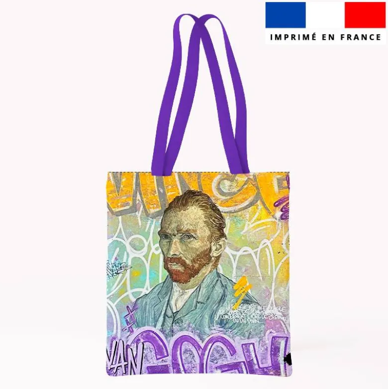 Coupon 45x45 cm motif Vince jaune et violet - Création Alex Z