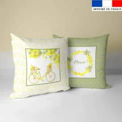 Coupon 45x45 cm motif vélo et mimosa aquarelle
