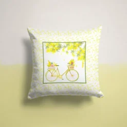 Coupon 45x45 cm motif vélo et mimosa aquarelle