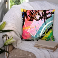 Coupon 45x45 cm multicolore motif graffiti love - Création Alex Z