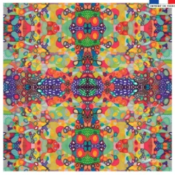 Coupon 45x45 cm multicolore motif abstrait ethnique symétrique - Création Lita Blanc