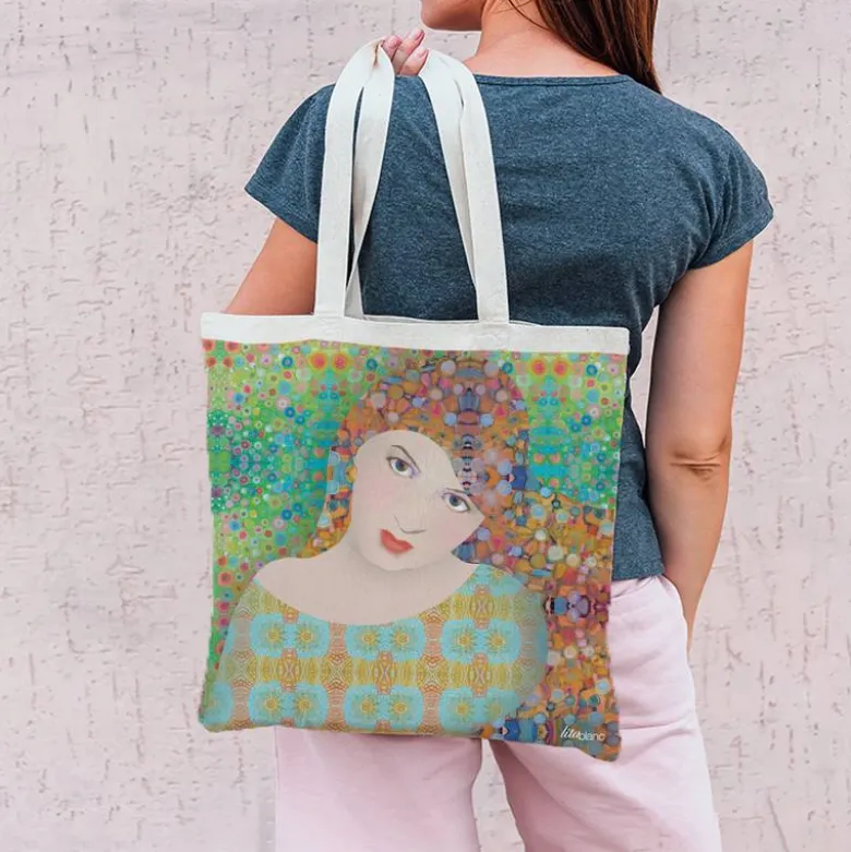 Coupon 45x45 cm multicolore motif diva - Création Lita Blanc
