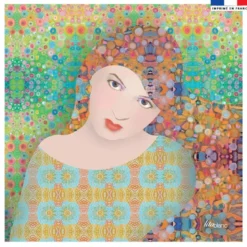 Coupon 45x45 cm multicolore motif diva - Création Lita Blanc