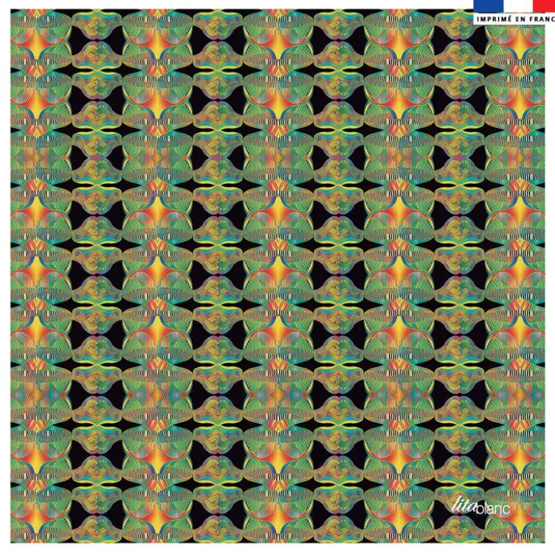 Coupon 45x45 cm multicolore motif effet hologramme - Création Lita Blanc