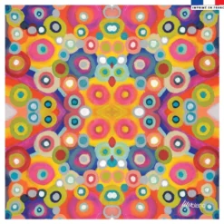 Coupon 45x45 cm multicolore motif rond ethnique en symétrie - Création Lita Blanc