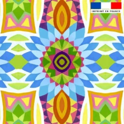 Coupon 45x45 cm multicolore motif fleur pétales bleus - Création Lita Blanc