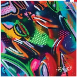 Coupon 45x45 cm multicolore motif graffiti street art - Création Alex Z