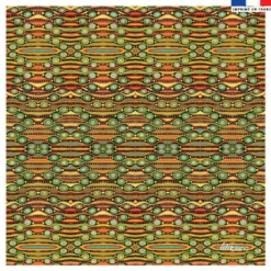 Coupon 45x45 cm noir motif formes abstraites rouges jaunes et vertes ethniques - Création Lita Blanc