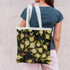 Coupon 45x45 cm noir motif oiseaux - Création Lita Blanc