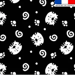 Coupon 45x45 cm noir motif tigre et traces de pattes
