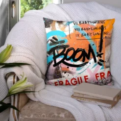 Coupon 45x45 cm orange motif graffiti boom - Création Alex Z