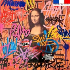 Coupon 45x45 cm orange motif jokon2 et graffiti - Création Alex Z