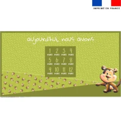 Coupon 135x74 cm pour couverture mensuelle jumeaux motif bébé singe - Création Stillistic