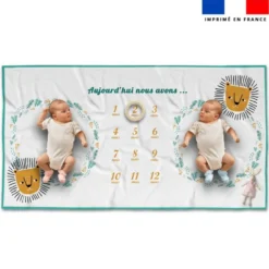 Coupon 135x74 cm pour couverture mensuelle jumeaux motif jungle friends