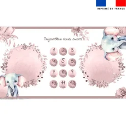 Coupon 135x74 cm pour couverture mensuelle jumeaux motif éléphant aquarelle