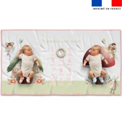 Coupon 135x74 cm pour couverture mensuelle jumeaux motif fées et maisonnettes
