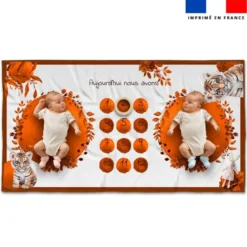 Coupon 135x74 cm pour couverture mensuelle jumeaux motif tigre aquarelle