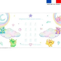Coupon 135x74 cm pour couverture mensuelle jumeaux personnalisée - Bébé dragon