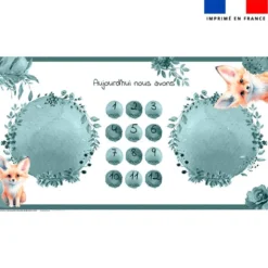 Coupon 135x74 cm pour couverture mensuelle jumeaux motif renard aquarelle