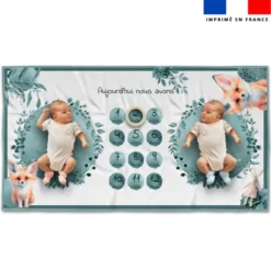 Coupon 135x74 cm pour couverture mensuelle jumeaux motif renard aquarelle