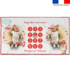 Coupon 135x74 cm pour couverture mensuelle jumeaux personnalisée - Animaux pompiers
