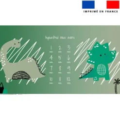 Coupon 135x74 cm pour couverture mensuelle jumeaux motif dino vert