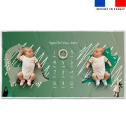 Coupon 135x74 cm pour couverture mensuelle jumeaux motif dino vert