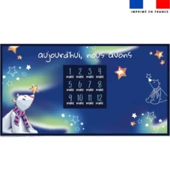 Coupon 135x74 cm pour couverture mensuelle jumeaux motif ours polaire - Création Stillistic