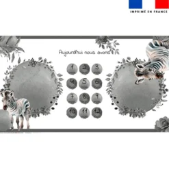 Coupon 135x74 cm pour couverture mensuelle jumeaux motif zèbre aquarelle