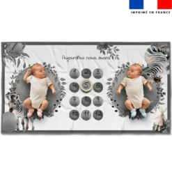 Coupon 135x74 cm pour couverture mensuelle jumeaux motif zèbre aquarelle
