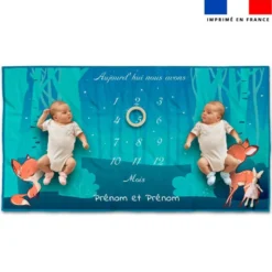 Coupon 135x74 cm pour couverture mensuelle jumeaux personnalisée - Animaux des bois