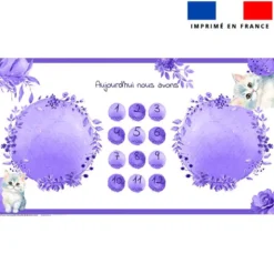 Coupon 135x74 cm pour couverture mensuelle jumeaux motif chat aquarelle
