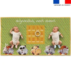 Coupon 135x74 cm pour couverture mensuelle jumeaux motif animaux Lou-Sticks - Création Stillistic