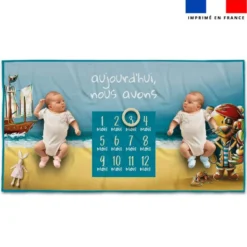 Coupon 135x74 cm pour couverture mensuelle jumeaux motif lion pirate - Création Stillistic