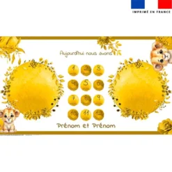Coupon 135x74 cm pour couverture mensuelle jumeaux personnalisée - Lionceau aquarelle