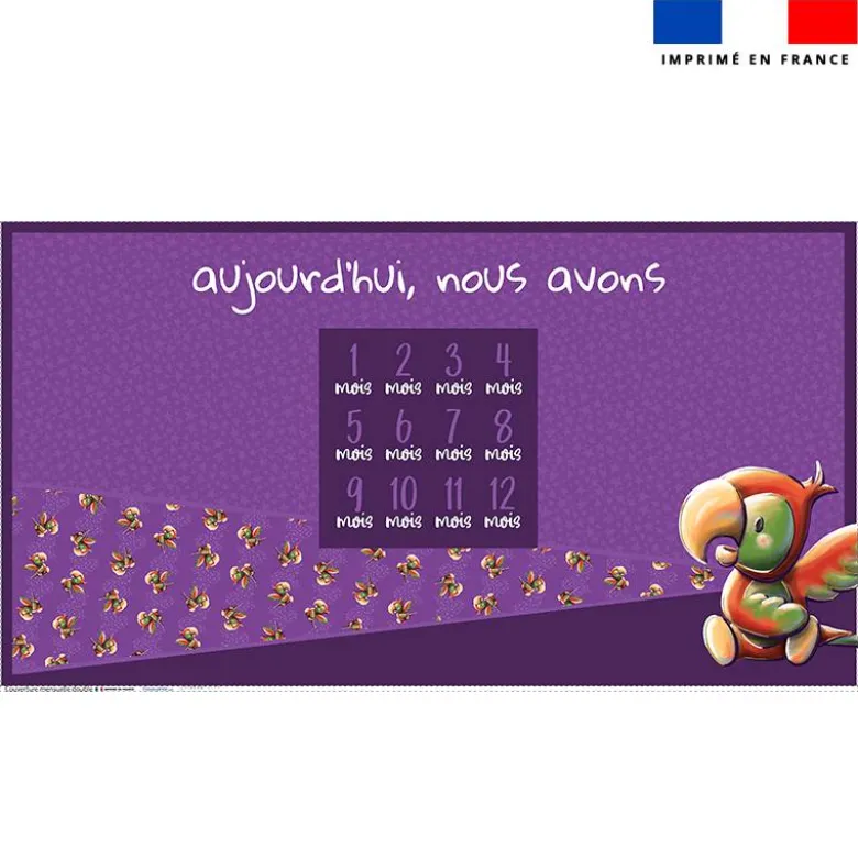 Coupon 135x74 cm pour couverture mensuelle jumeaux motif bébé perroquet - Création Stillistic