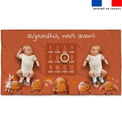 Coupon 135x74 cm pour couverture mensuelle jumeaux motif amis ptit déj - Création Stillistic
