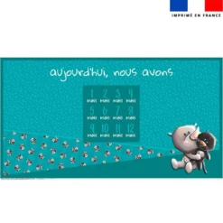 Coupon 135x74 cm pour couverture mensuelle jumeaux motif bébé rhino - Création Stillistic