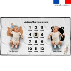 Coupon 135x74 cm pour couverture mensuelle jumeaux personnalisée - Animaux hiver