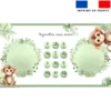Coupon 135x74 cm pour couverture mensuelle jumeaux motif singe aquarelle