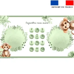 Coupon 135x74 cm pour couverture mensuelle jumeaux motif singe aquarelle